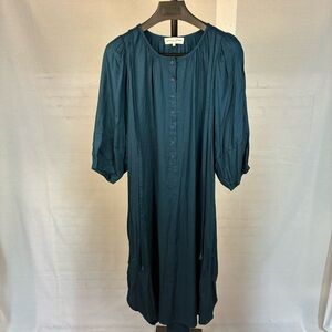 Apiece Apart Shimba Teal Blue Button Front Dress w/ Tie 6